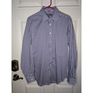 Kenneth Cole Button Down Shirt Slim Fit 16-16.5 / 34-35 Size Large Purple White
